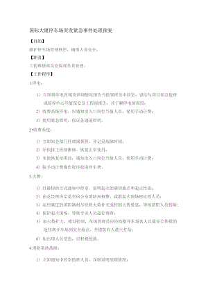 国际大厦停车场突发紧急事件处理预案.docx