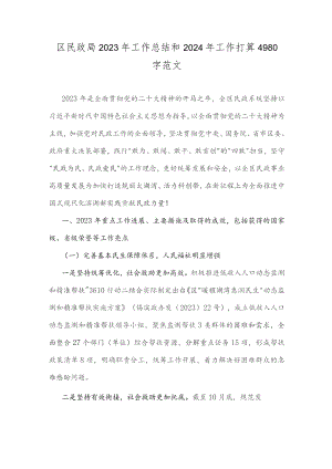 区民政局2023年工作总结和2024年工作打算4980字范文.docx