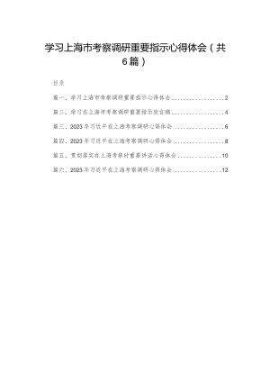 （6篇）学习上海市考察调研重要指示心得体会参考范文.docx