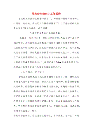 乱收费自查自纠工作报告.docx