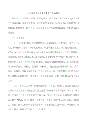 公司集团党建促进安全生产经验做法.docx