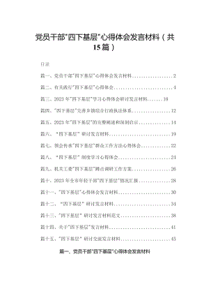 党员干部“四下基层”心得体会发言材料15篇（精编版）.docx