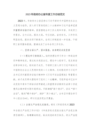 2023年政府办公室年度工作总结范文.docx