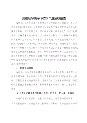 高校领导班子2023年度述职报告.docx