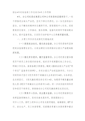 国企2023年纪检监察工作总结及2024年工作思路.docx