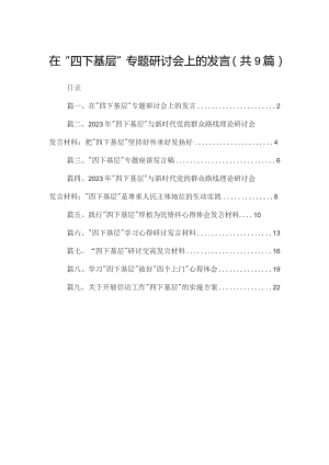 在“四下基层”专题研讨会上的发言（共9篇）.docx