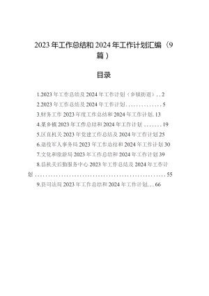 2023年工作总结和2024年工作计划汇编（9篇）20231204.docx