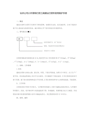 钻井公司小件落物打捞工具随钻打捞杯使用维护手册.docx