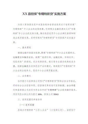 XX县担保“专精特新贷”实施方案.docx