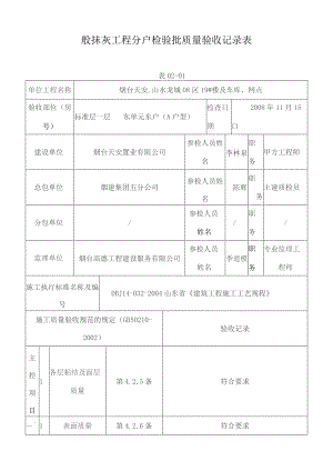 一般抹灰工程分户检验批质量验收记录表.docx