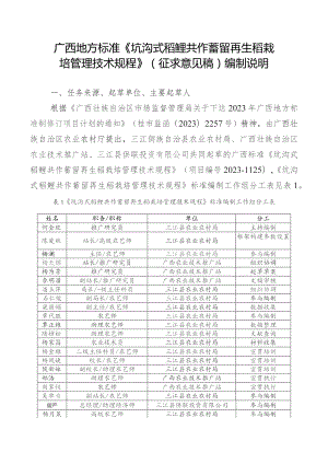 DB45T-坑沟式稻鲤共作蓄留再生稻栽培管理技术规程编制说明.docx