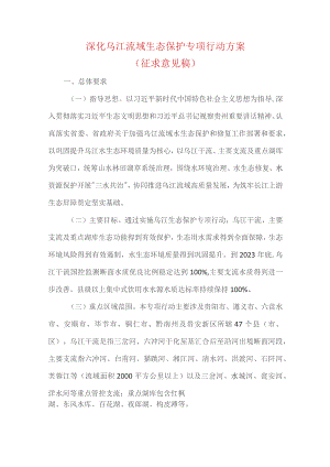 深化乌江流域生态保护专项行动方案（征求意见稿）.docx