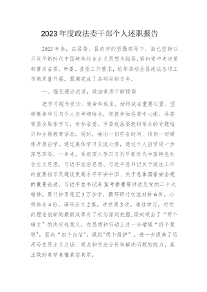 2023年度政法委干部个人述职报告.docx