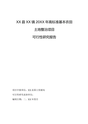 新农村建设高标准基本农田土地整治项目可行性研究报告.docx