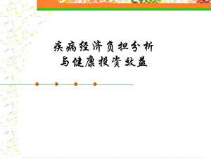 疾病经济负担分析与健康投资效益.ppt