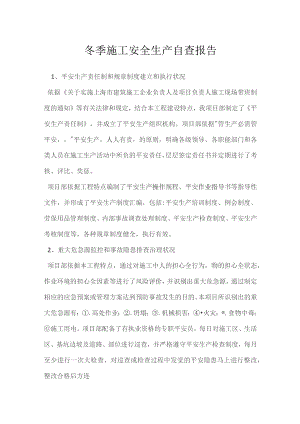 冬季施工安全生产自查报告.docx