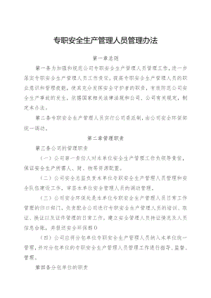 专职安全生产管理人员管理办法.docx