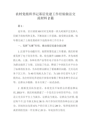 农村党组织书记基层党建工作经验做法交流材料2篇.docx