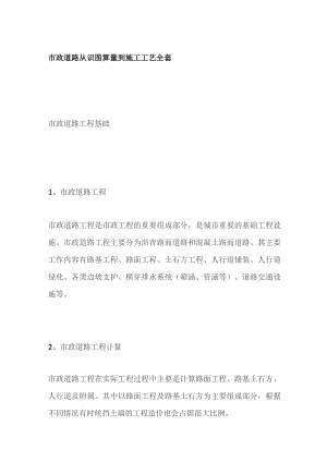 市政道路从识图算量到施工工艺全套.docx
