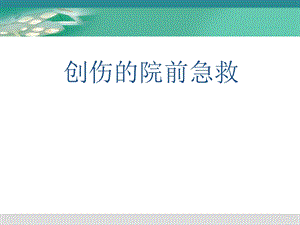 创伤的院前急救PPT.ppt