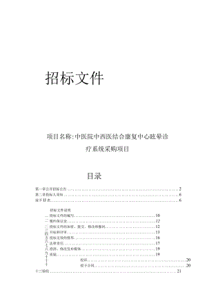 中医院中西医结合康复中心眩晕诊疗系统采购项目招标文件.docx