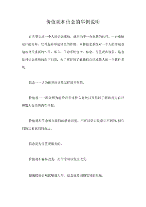 价值观和信念的举例说明.docx