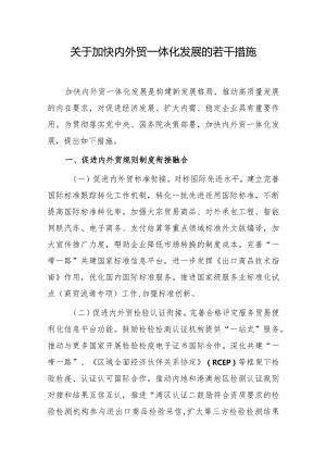关于加快内外贸一体化发展的若干措施.docx