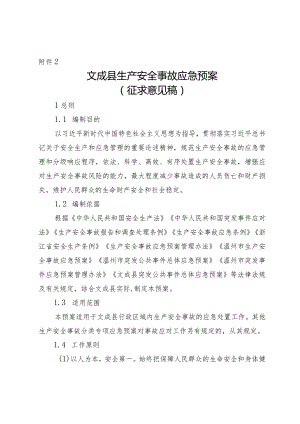 文成县生产安全事故应急预案(征求意见稿).docx