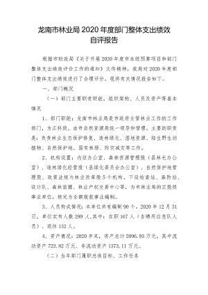 龙南市林业局2020年度部门整体支出绩效自评报告.docx