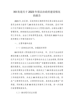 XX街道关于2023年度法治政府建设情况的报告.docx