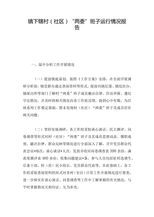 镇下辖村（社区）“两委”班子运行情况报告.docx