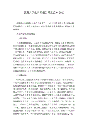 暑期大学生实践报告精选范本2020.docx