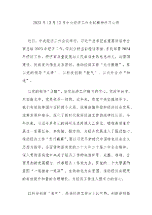 2023年12月12日中央经济工作会议精神学习心得3篇.docx