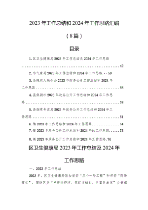 2023年工作总结和2024年工作思路汇编（8篇）.docx
