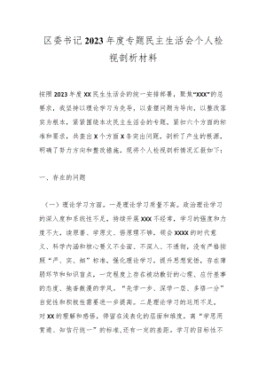 区委书记2023年度专题民主生活会个人检视剖析材料.docx