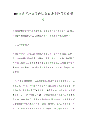 XX市第五次全国经济普查清查阶段总结报告.docx