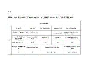 马鞍山铁鹏水泥有限公司日产4000吨水泥熟料生产线建设项目产能置换方案.docx