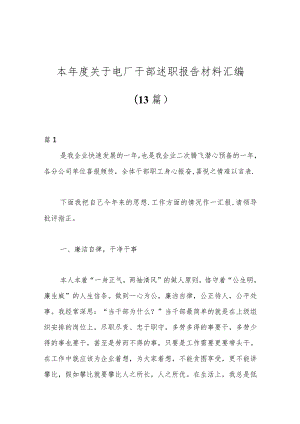 （13篇）本年度关于电厂干部述职报告材料汇编.docx