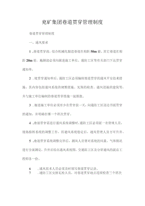 最新整理兖矿集团巷道贯通管理制度.docx