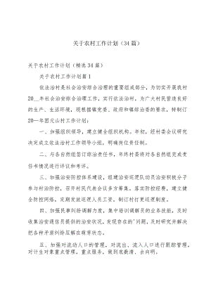 关于农村工作计划（34篇）.docx