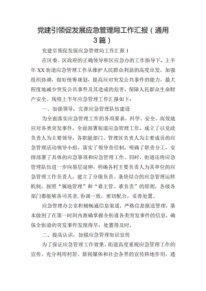 党建引领促发展应急管理局工作汇报(通用3篇).docx