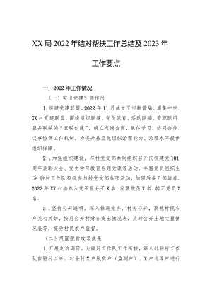 XX局2022年结对帮扶工作总结及2023年工作要点.docx