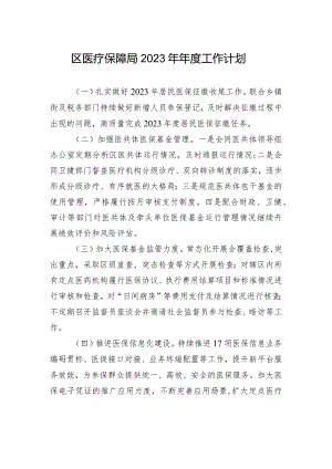 区医疗保障局2023年年度工作计划.docx
