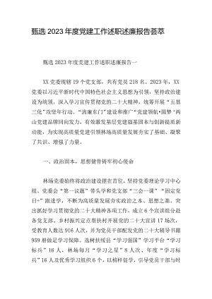 甄选2023年度党建工作述职述廉报告荟萃.docx