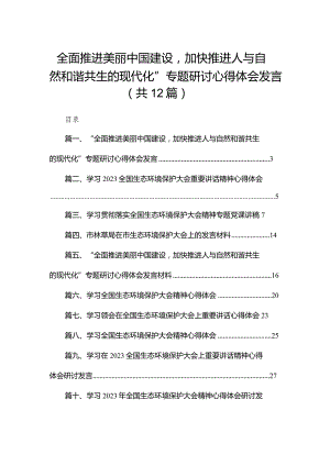 “全面推进美丽中国建设加快推进人与自然和谐共生的现代化”专题研讨心得体会发言最新精选版【12篇】.docx