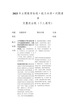2023年主题教育“能力本领”方面检视问题清单及整改台账(个人通用).docx