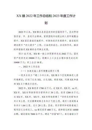 xx镇2022年工作总结和2023年度工作计划.docx
