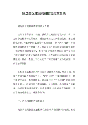 摘选园区建设调研报告范文合集.docx