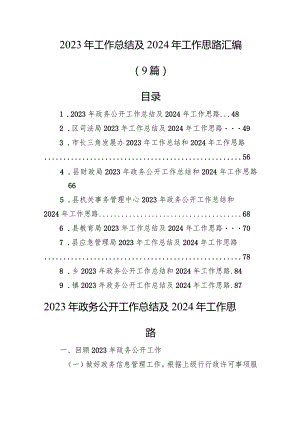 2023年工作总结及2024年工作思路汇编（9篇）.docx