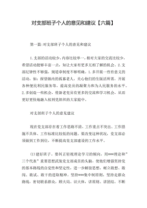 对支部班子个人的意见和建议【六篇】.docx